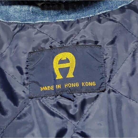 RARE Vintage 1970s Etienne Aigner Blue Tapered Sleeve Filled Puffer Denim Jacket - Picture 13 of 13